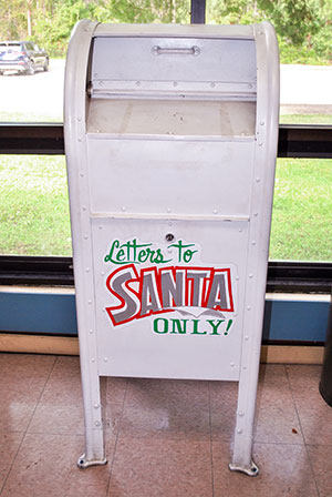 A special box is provided for letters to Santa
