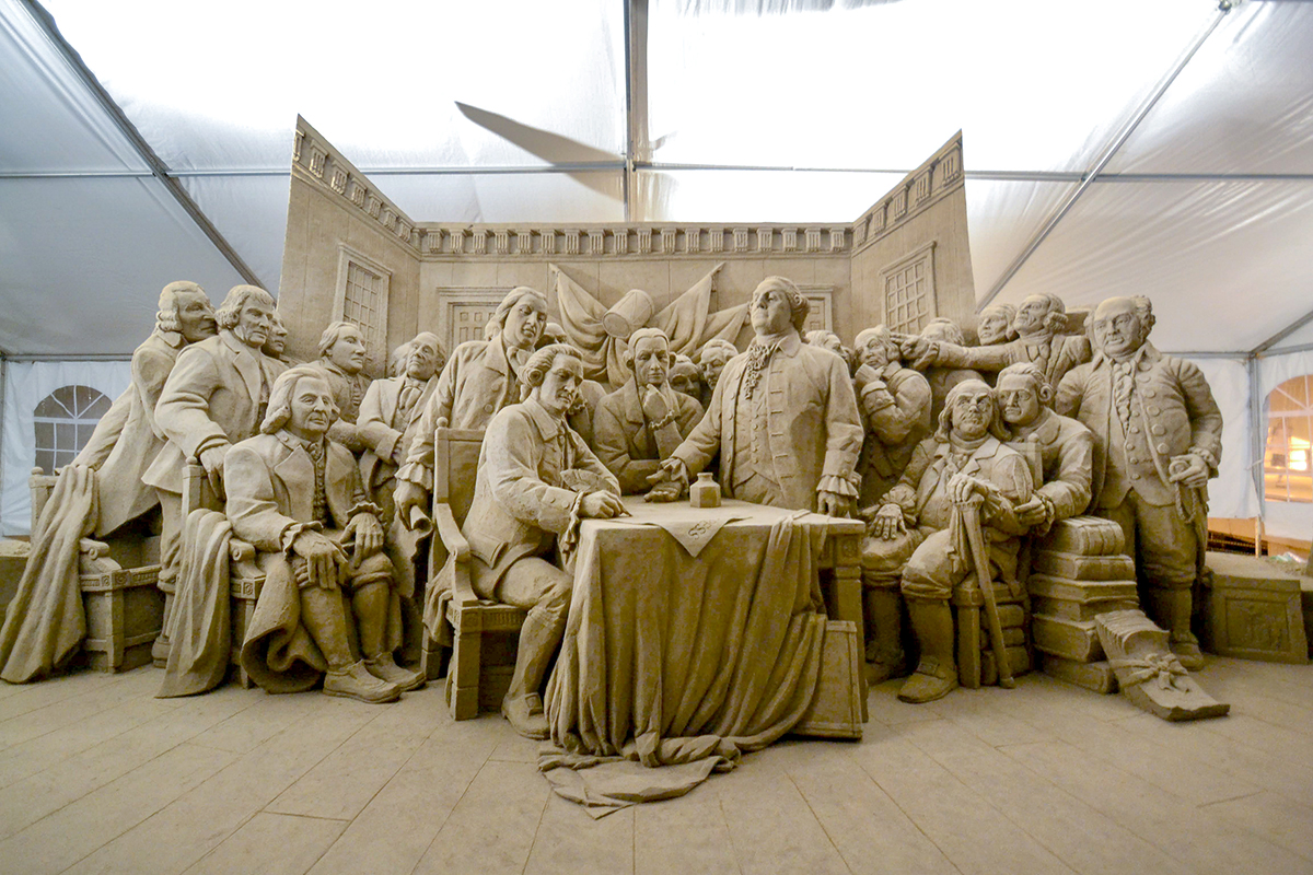The massive Signing of the Declaration of Independence, one of Harris’ favorite creations, was installed in Pittsburgh.