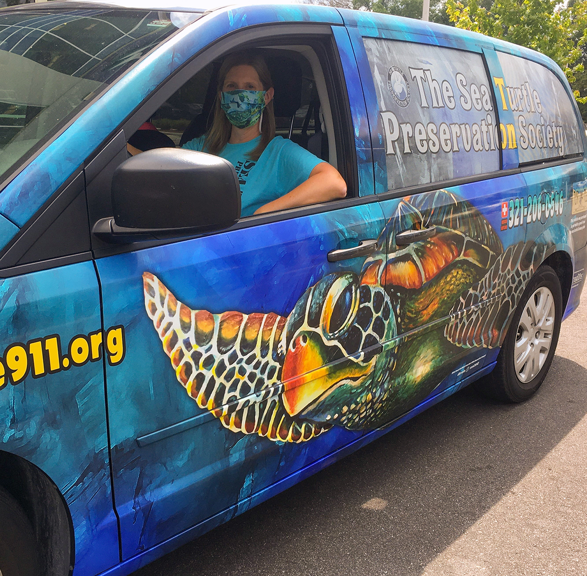  Susan Skinner, preservation society chairwoman, pitches in to drive the rescue van when an injured or stranded turtle needs help.