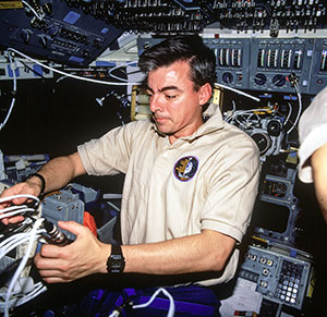 In 1996, Allen was the commander of STS-75