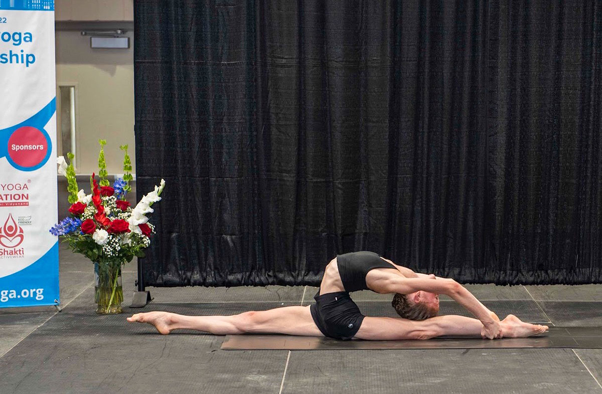 Raymond performs in the yoga sport contest