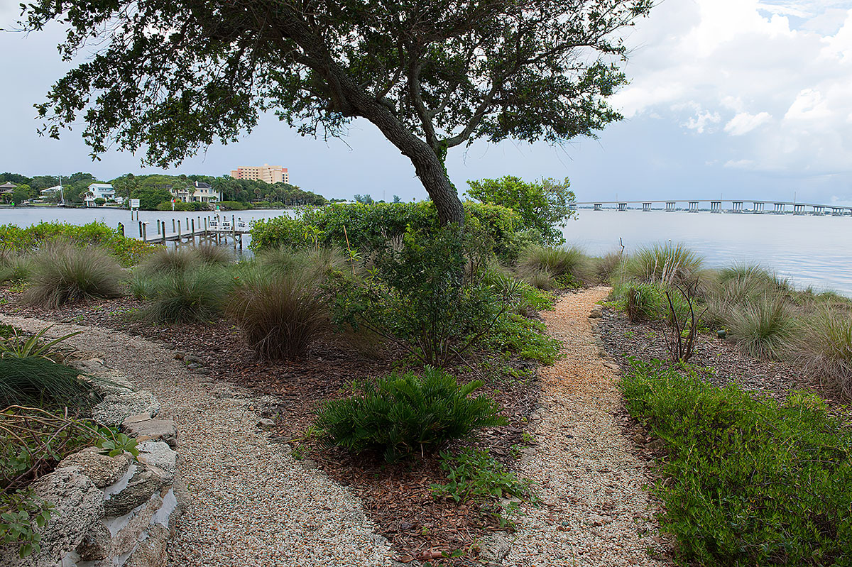 Property overlooking the Indian River Lagoon features native plant landscaping