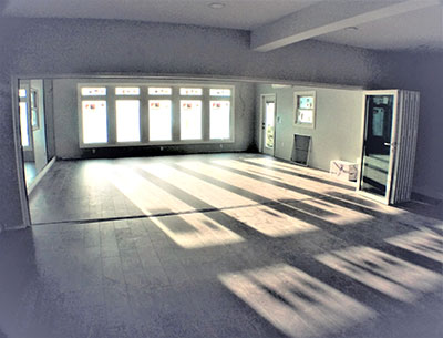 The two rooms making up the 800-square-foot ballroom
