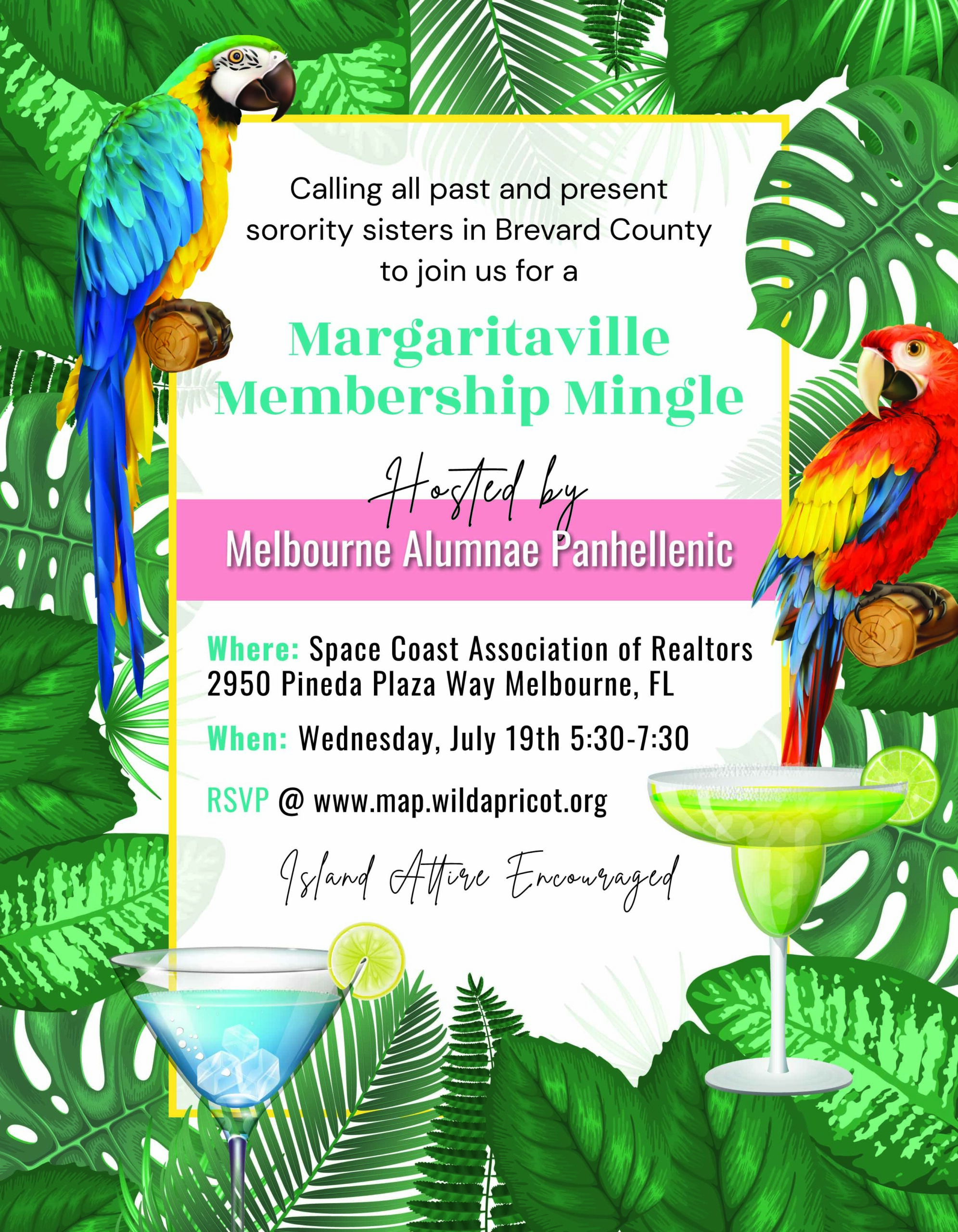 Margaritaville Membership Mingle for Sorority Women Space Coast
