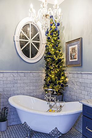 Even the bathrooms at the Brevard County home grow trees during the holidays.