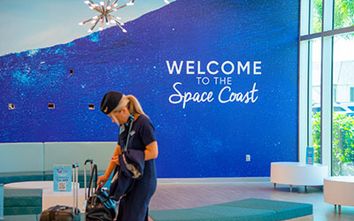 A friendly welcome is always there to greet passengers and airlines employees arriving on the Space Coast.