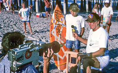 11-time world surfing champion Kelly Slater and surfing legend Dick Catri 