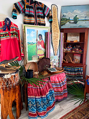 Displays of distinctive Seminole clothing