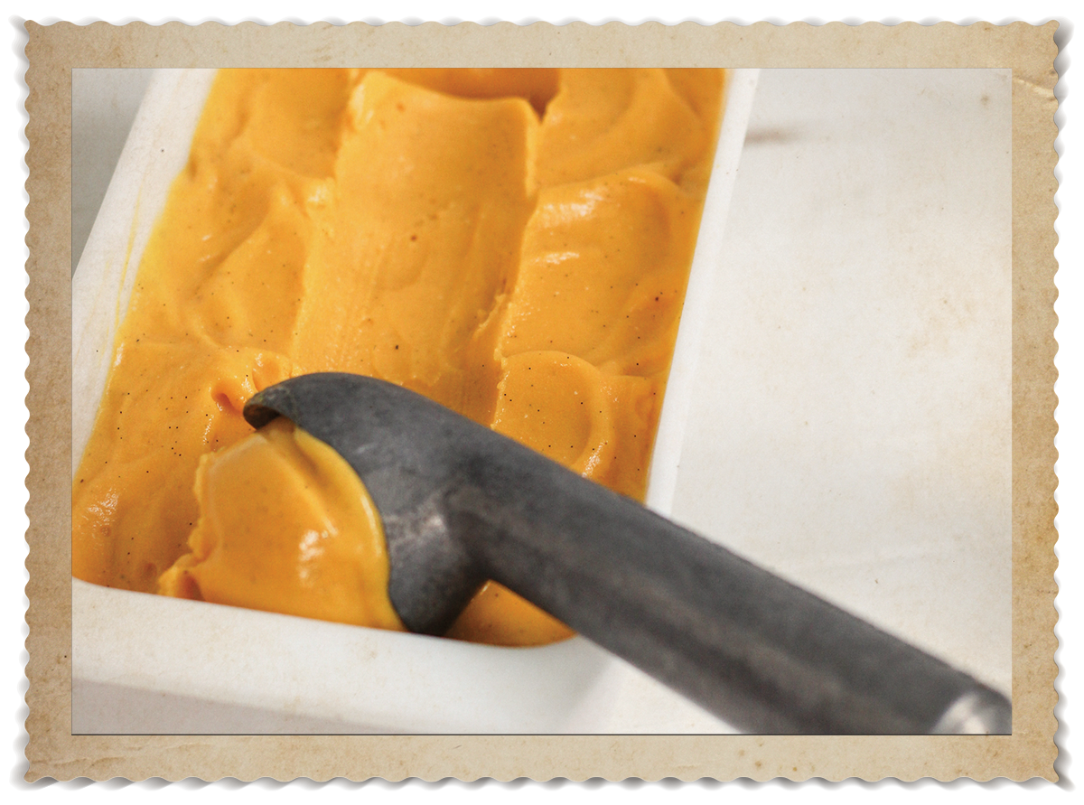 A simple blend of frozen mango and coconut milk makes a creamy, fruit-based ice cream with no added sugar. 