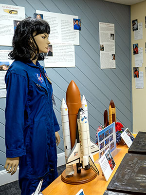 One of the museum galleries is devoted to women’s contributions to the space program. 