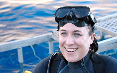 Daly-Engel, director of the Florida Institute of Technology Shark Lab, is in her element at sea. The Brevard lab lends itself to easy access to the Indian River Lagoon and Atlantic Ocean for her work outside the lab. 