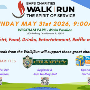 BAPS Charities is hosting a Charity Walk at Wickham Park on May 31st at 9am